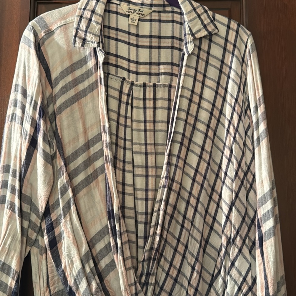 Krazy Kat Plaid Wrapped Draped Top - Picture 7 of 9